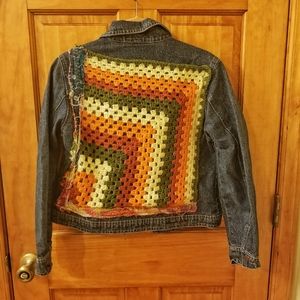 One of a Kind Boho Upcycled Denim Jacket